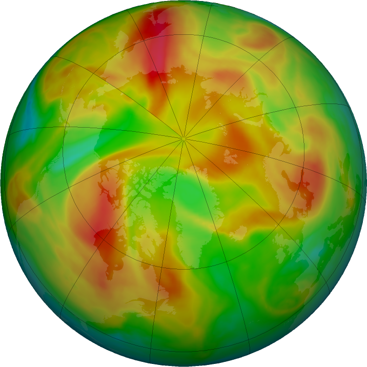 Arctic ozone map for 25 April 2021